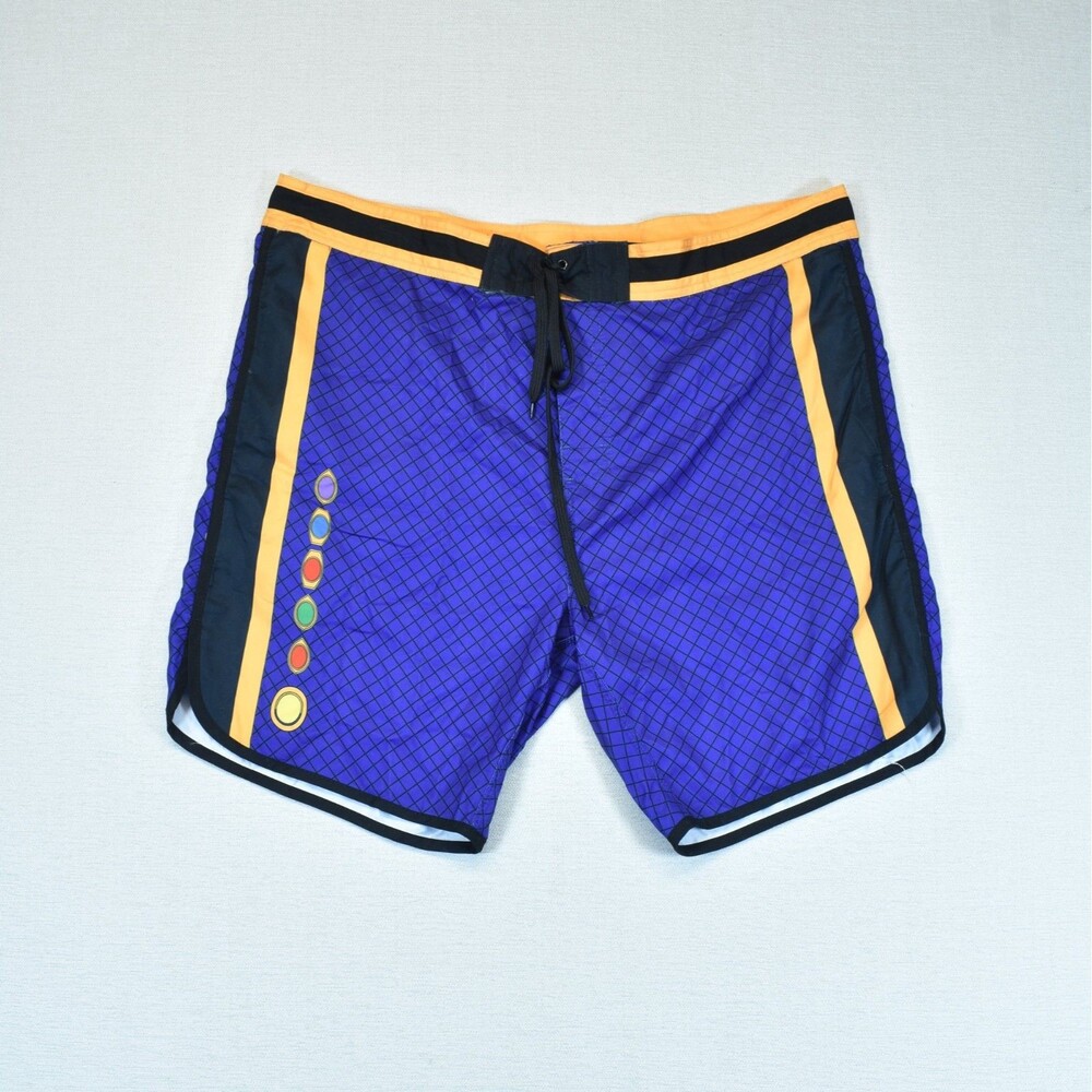 Marvel Avengers Thanos Board Shorts Infinity Stones Swim Trunks Purple 2XL